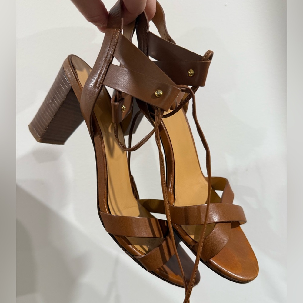 Sezane strappy brown leather high heels, size 39 EU / 8.5 US - Picture 3 of 11